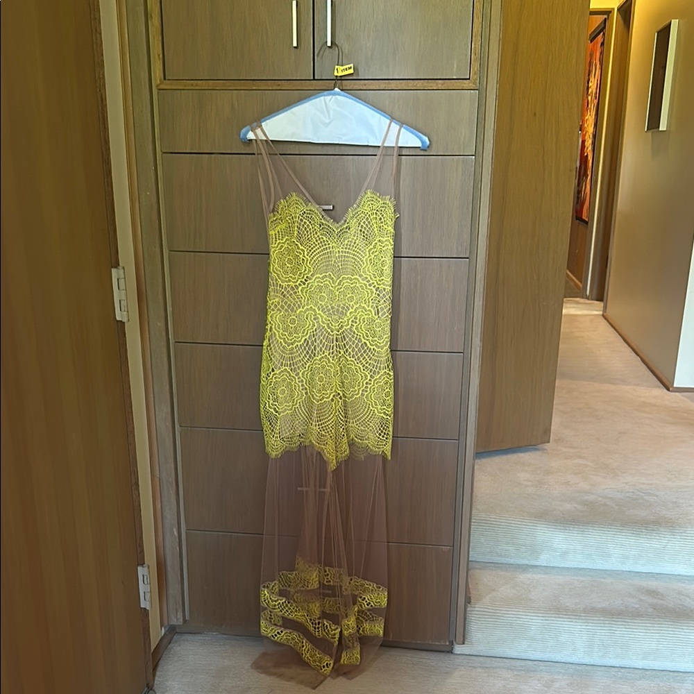 For Love And Lemons Yellow Lace Maxi Dress